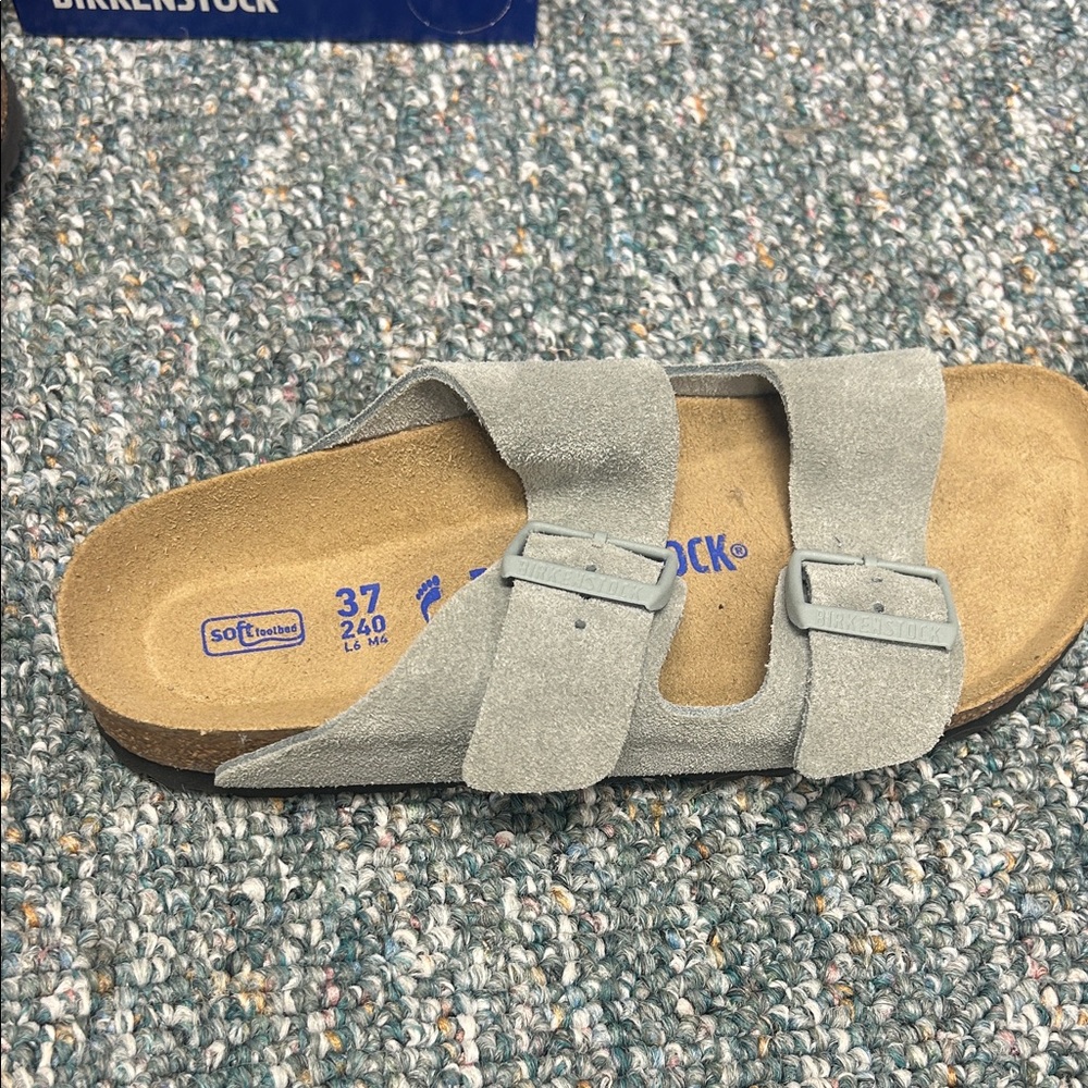 Birkenstock Light Gray Suede Sandals